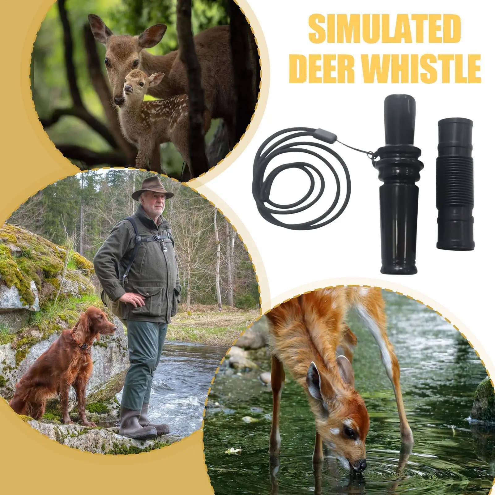 Sifflet cerf chasse extérieur appel biche faon lanyard portable leurre équipement vocalisations réalistes