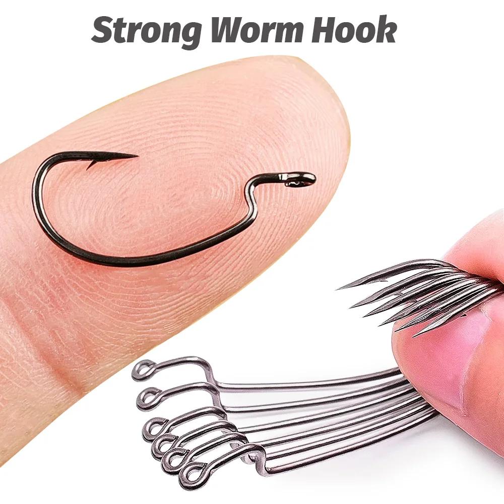 Hameçons offset large gap 20pcs acier carbone pour leurres souples bass - Texas Rig