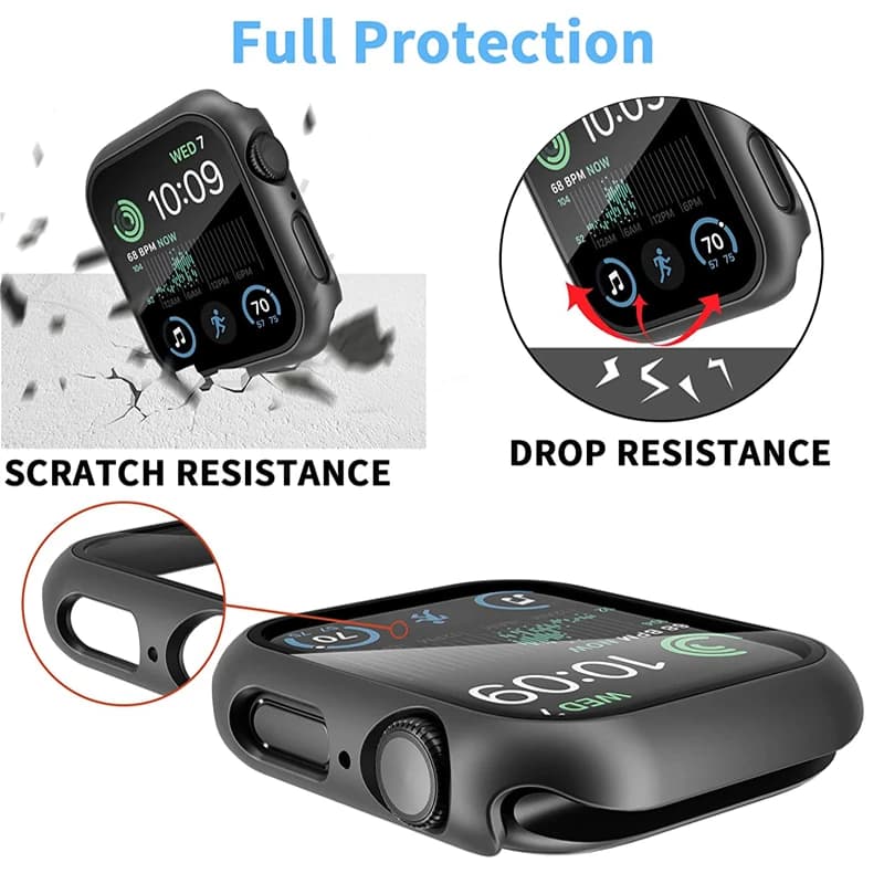 Protection verre trempé + coque pour Apple Watch série 9 8 7 6 SE 5 - Accessoire étanche et résistant