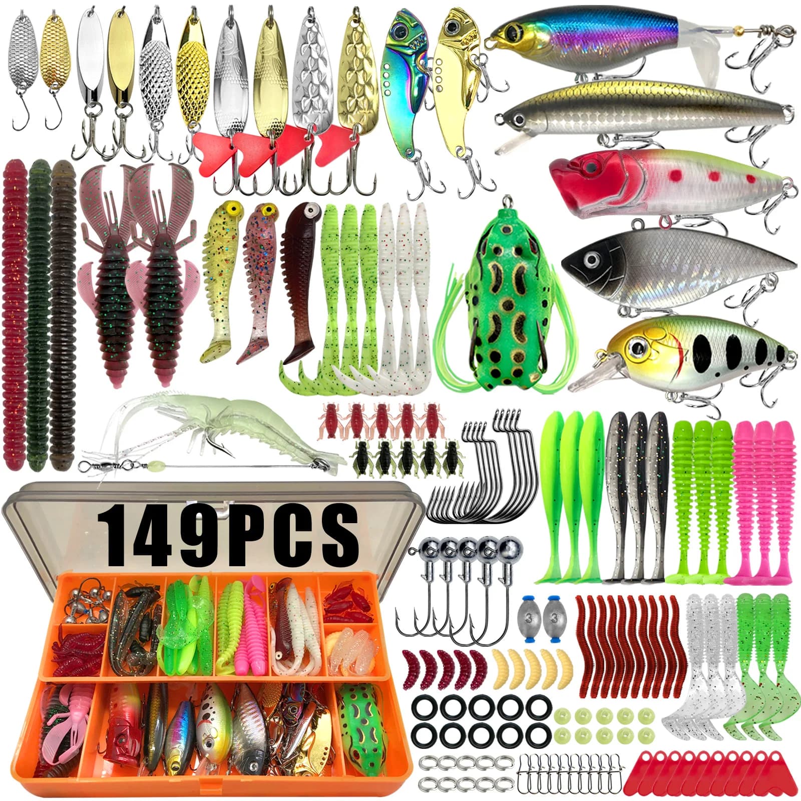 Kit pêche 86 à 366 pièces pour truite brochet black bass - coffret leurres multi-techniques complet
