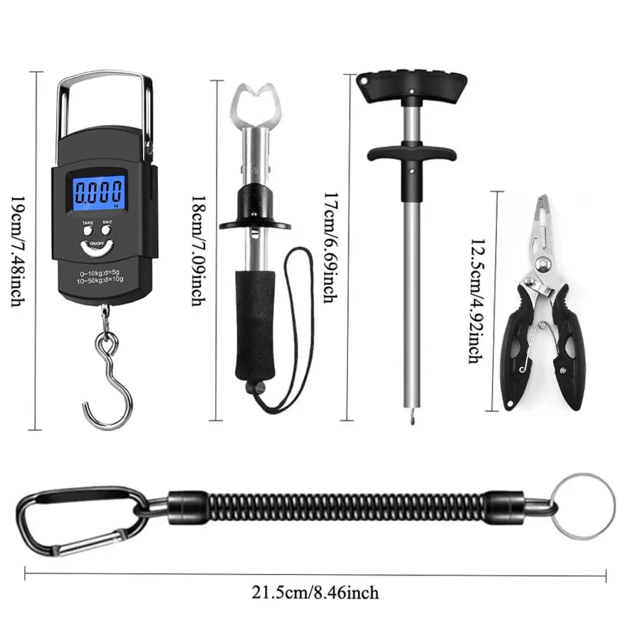 Kit outils pêche 6 pièces balance digitale poisson extracteur hameçon pince lèvres
