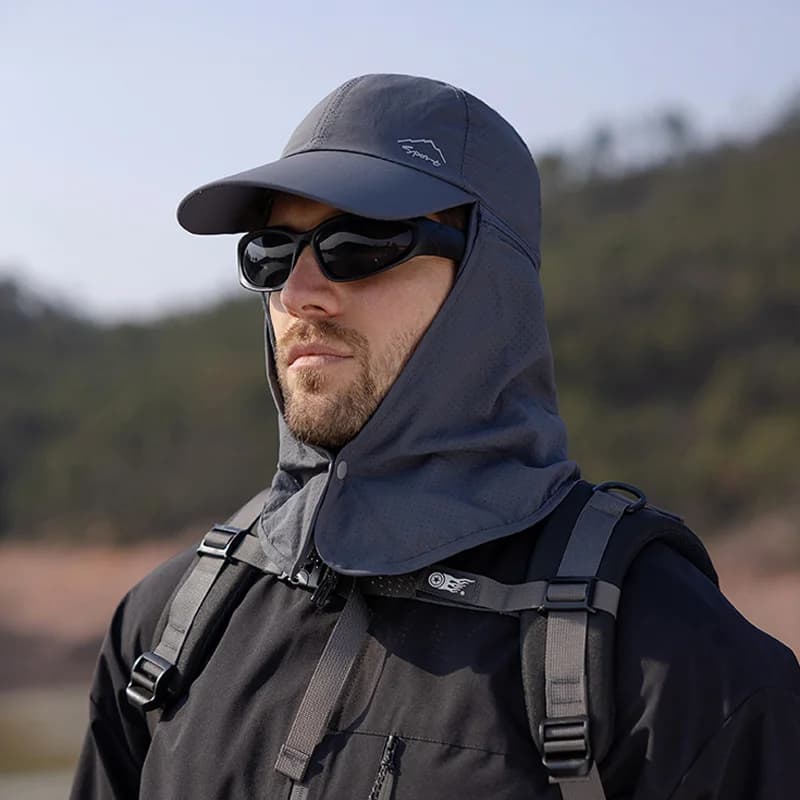 Chapeau de soleil unisexe avec châle - Léger pour pêche sportive et protection solaire