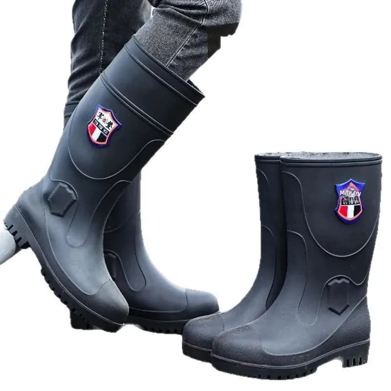 Bottes de pluie homme sécurité embout acier genou anti-écrasement réparation auto mine pêche
