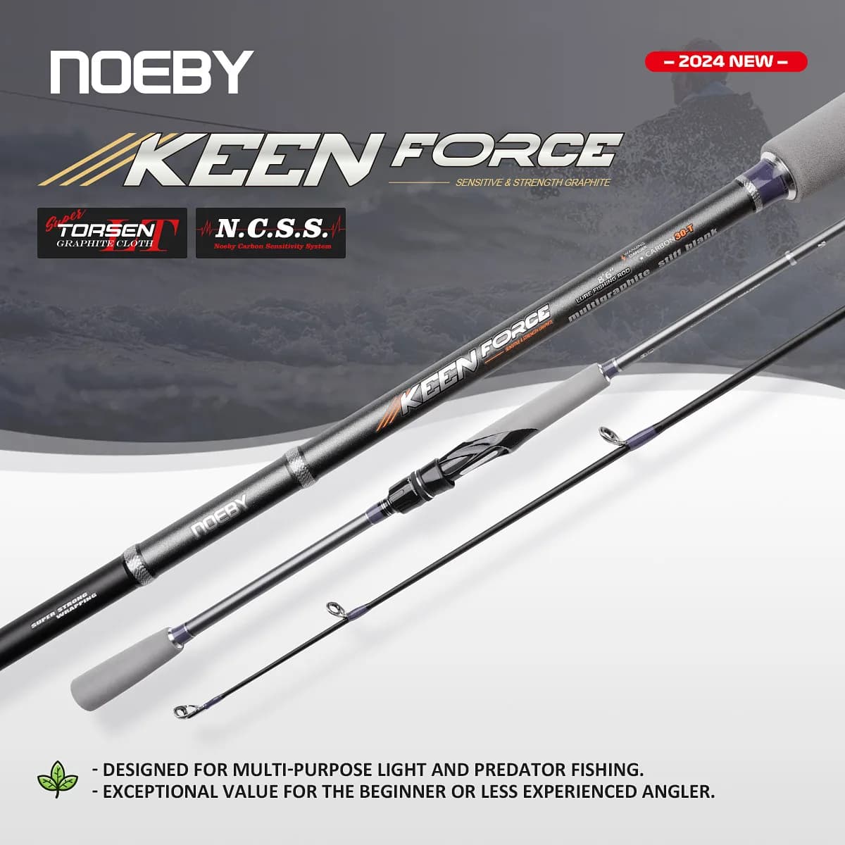 Canne à pêche polyvalente NOEBY Keen Force L UL ML M 2.04-2.9m - Carbone léger pour truite, rascasse, bar