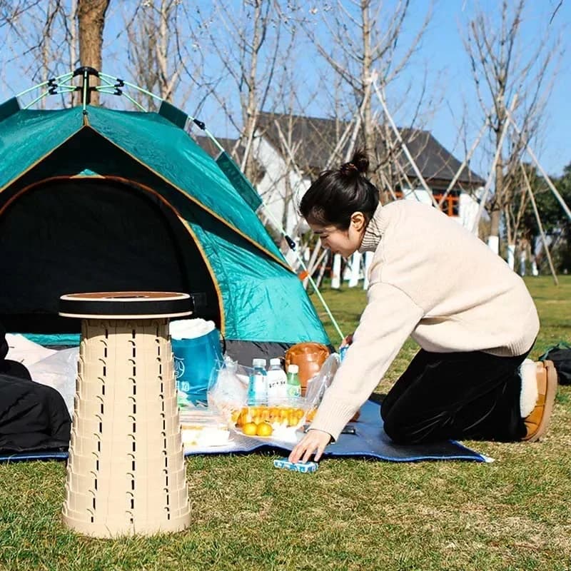 Tabouret pliant de pêche portable avec support télescopique - Siège compact pour camping et voyage