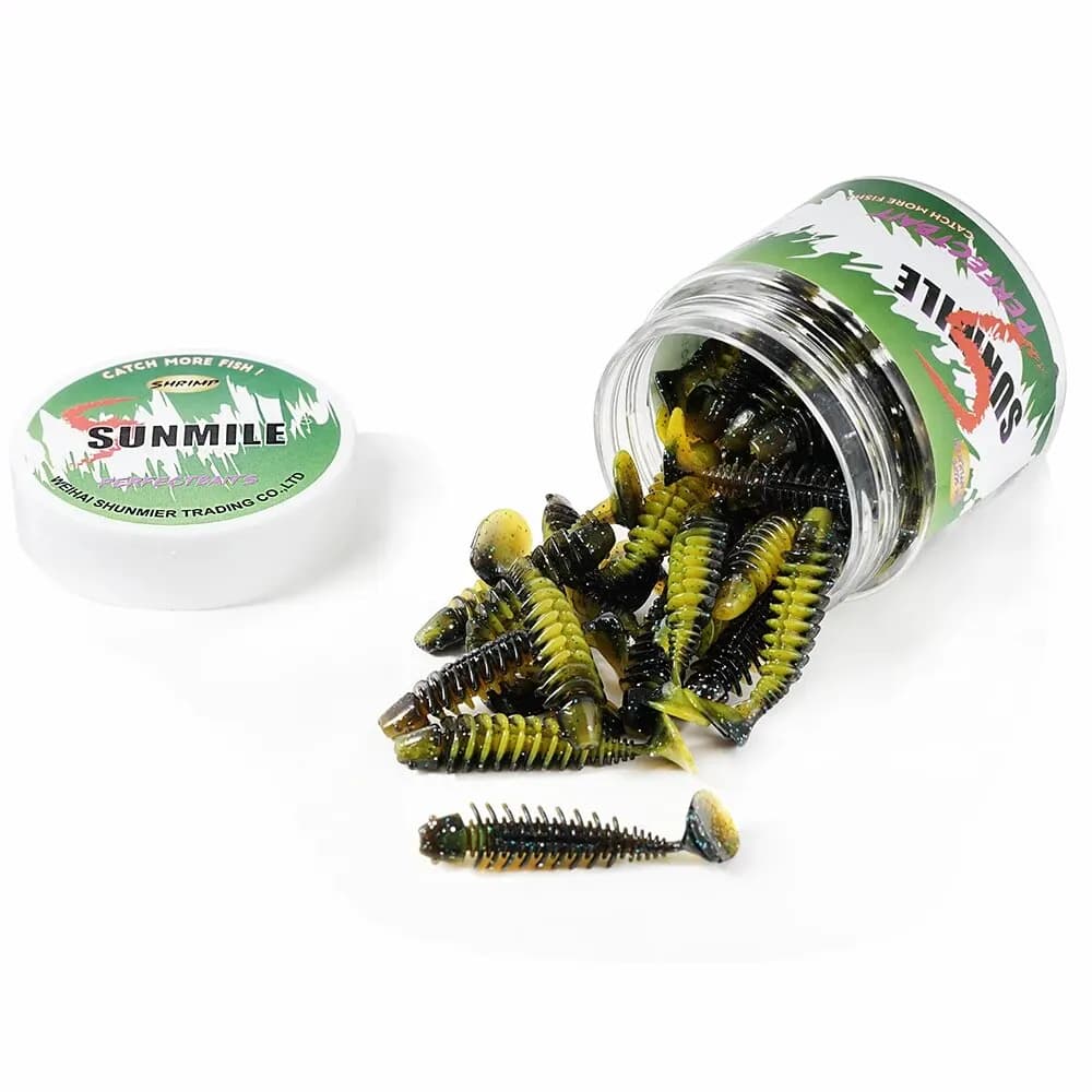 Vers artificiels SUNMILE 4cm pour pêche rock fishing - 20 pièces leurres souples perche truite black bass