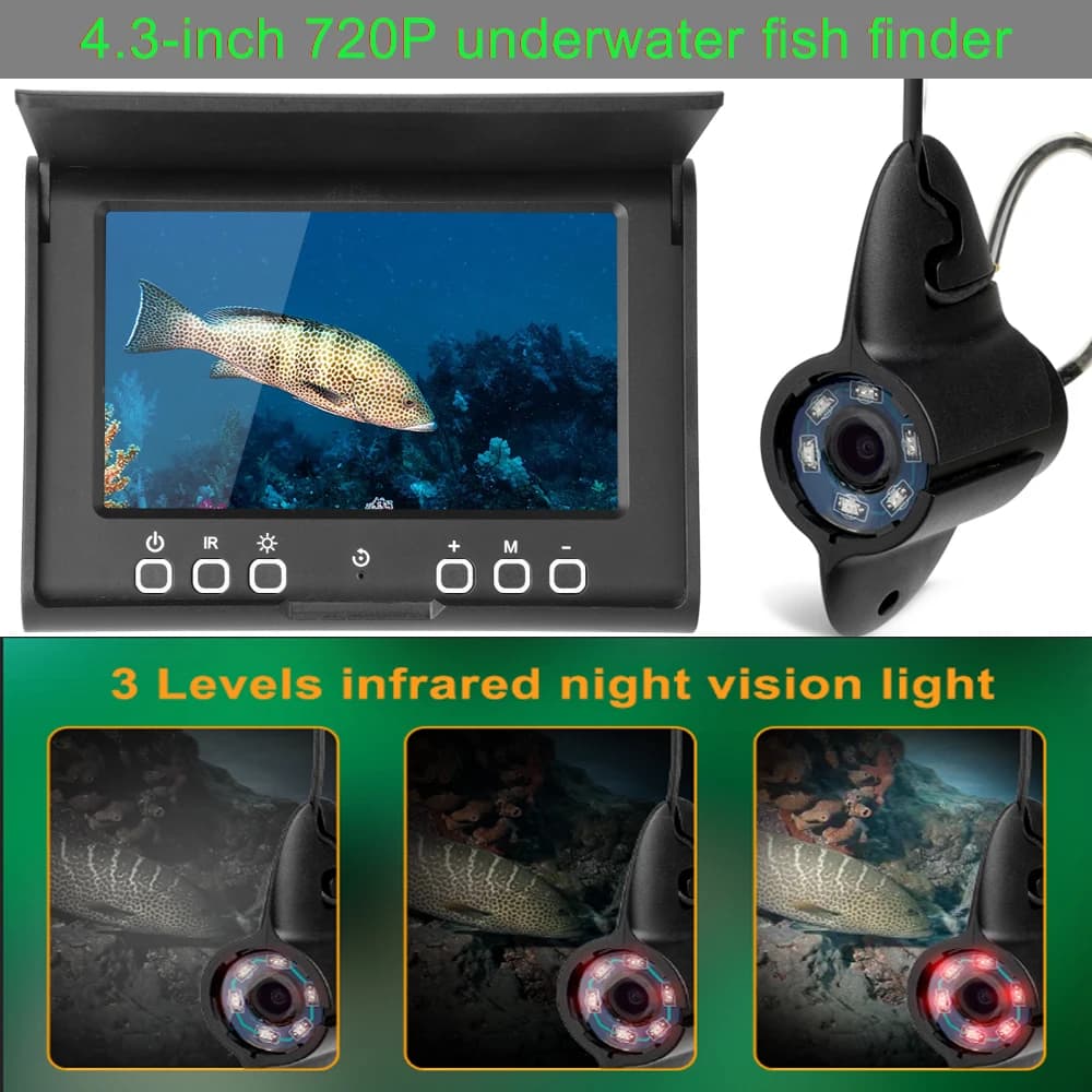 Caméra sous-marine pêche 4,3 pouces 5000MAH : détecteur poissons vision subaquatique plongée observation