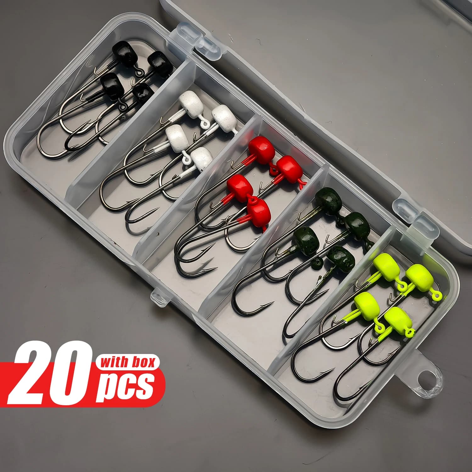 Set 20 hameçons ned rig mushroom pour leurres souples finesse - Têtes plombées pour trajectoire améliorée