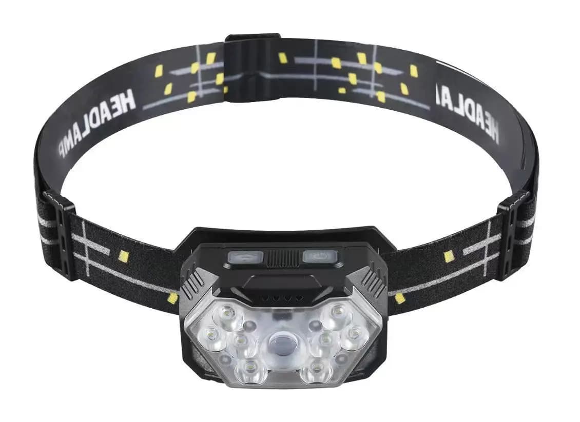 Lampe frontale 9 LED rechargeable USB avec détecteur de mouvement pour pêche et camping