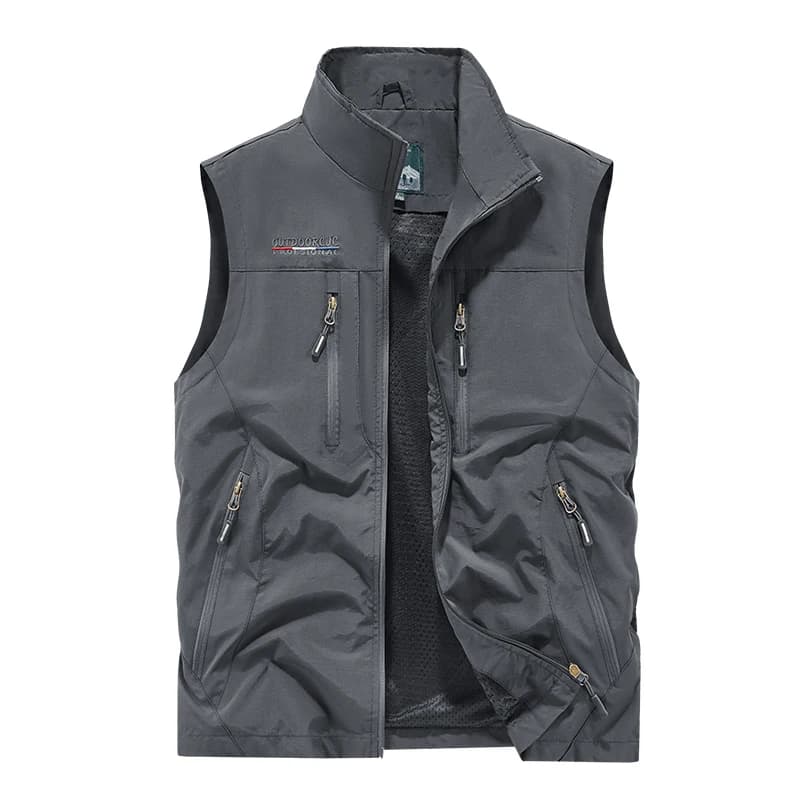 Veste utilitaire pêche photographe - Veste ample multi-poches pour pêche outdoor grande taille