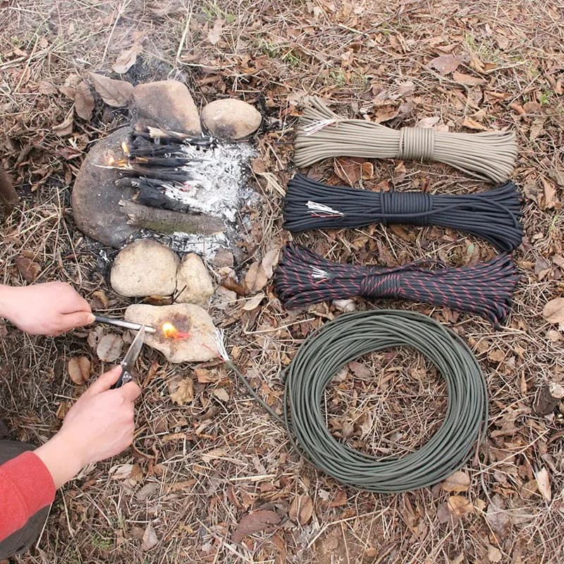 Corde paracord 4mm 11 brins 33-100FT pour allumage feu pêche camping survie outil extérieur polyvalent