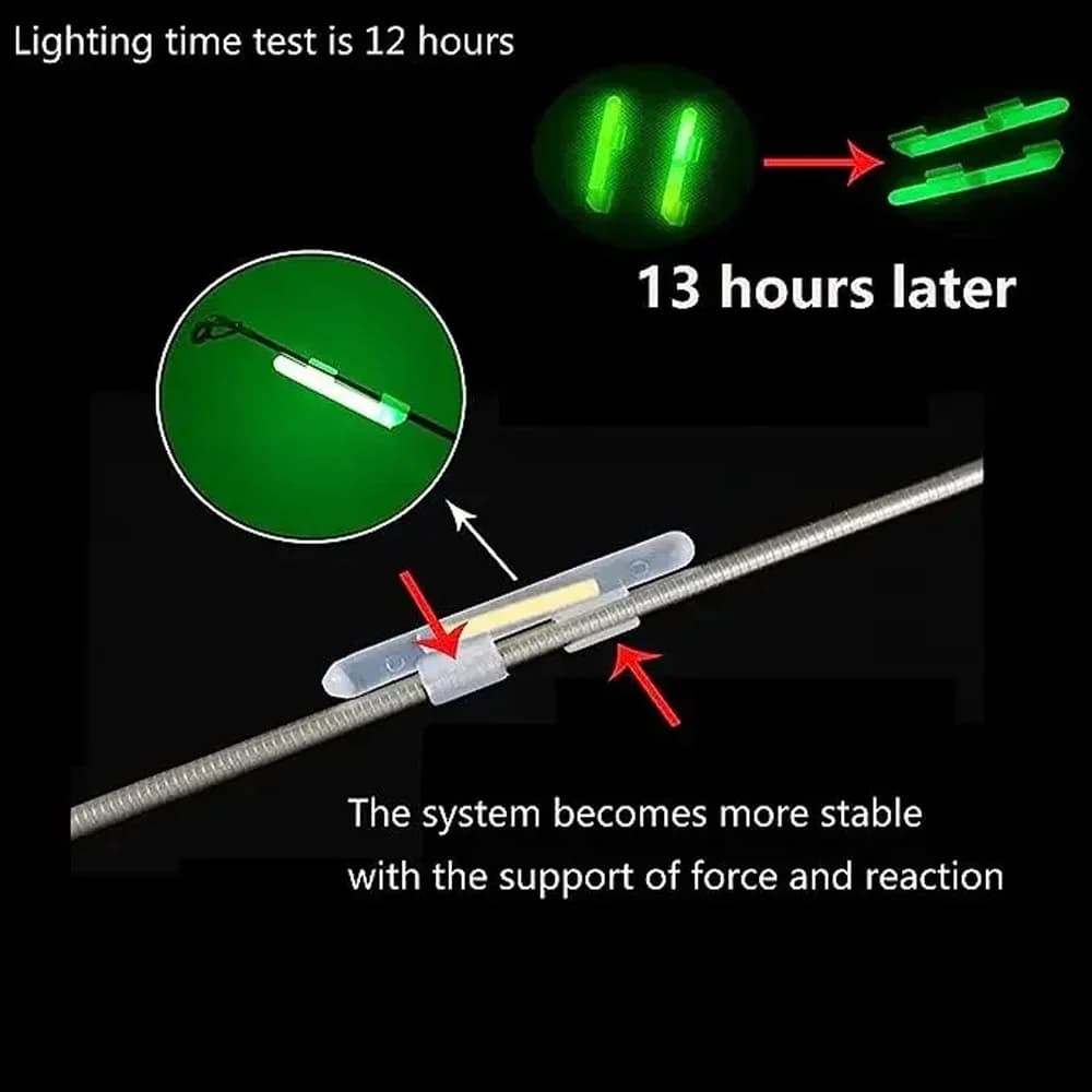 20 lumineux clipables pour canne à pêche de nuit, indicateur de touche par induction avec flotteurs