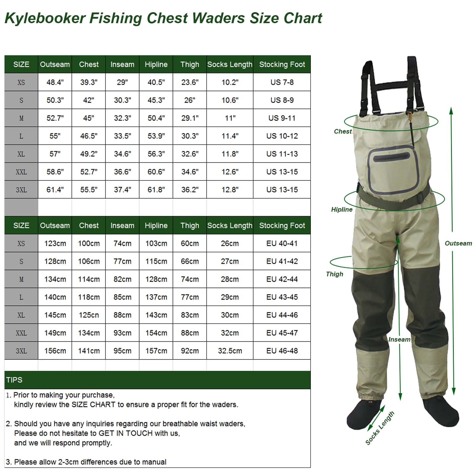 Pantalon Wader de pêche à la mouche respirant et imperméable pour homme et femme