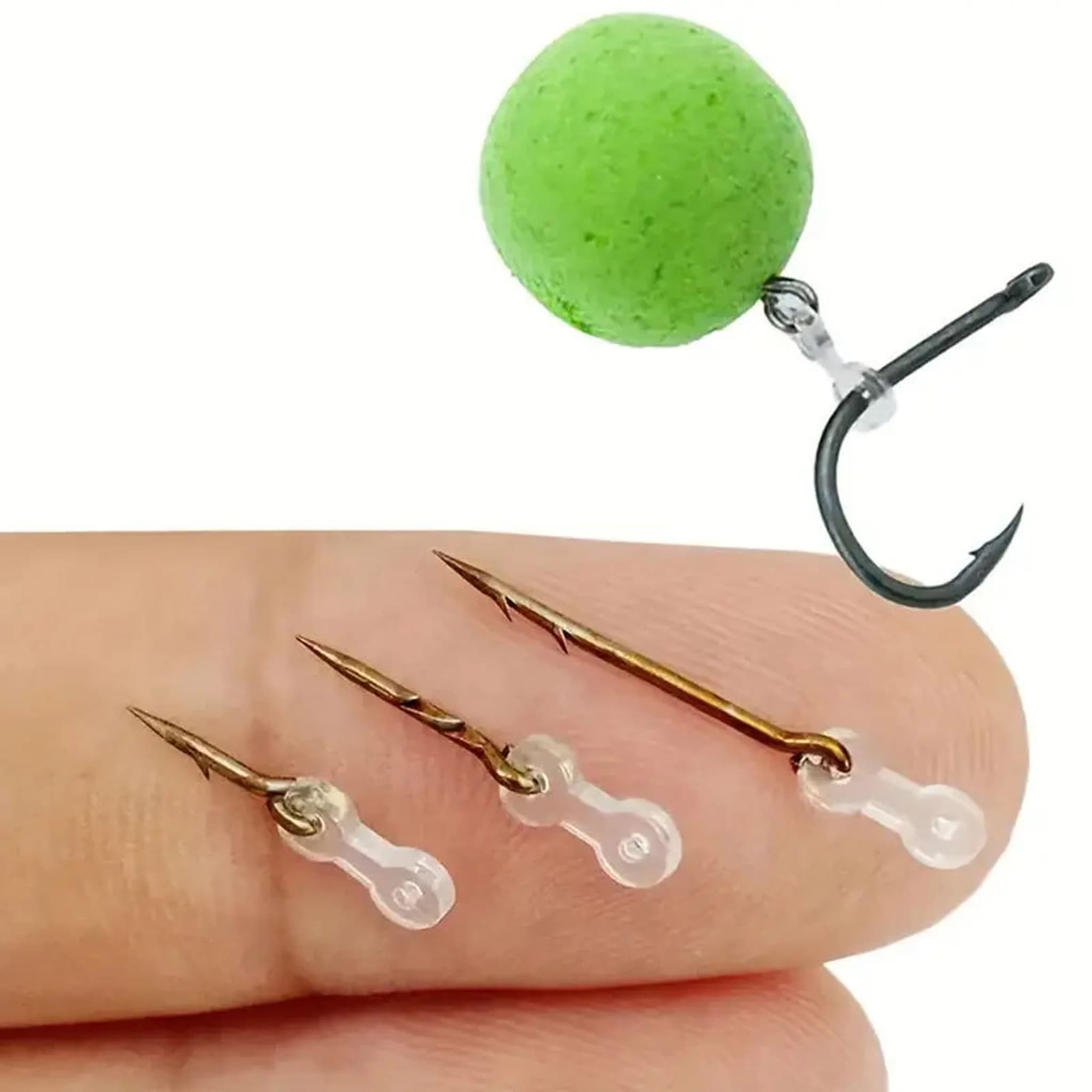 12 pics à appâts métalliques pour montages hair rig avec élastique transparent pour pêche à la carpe