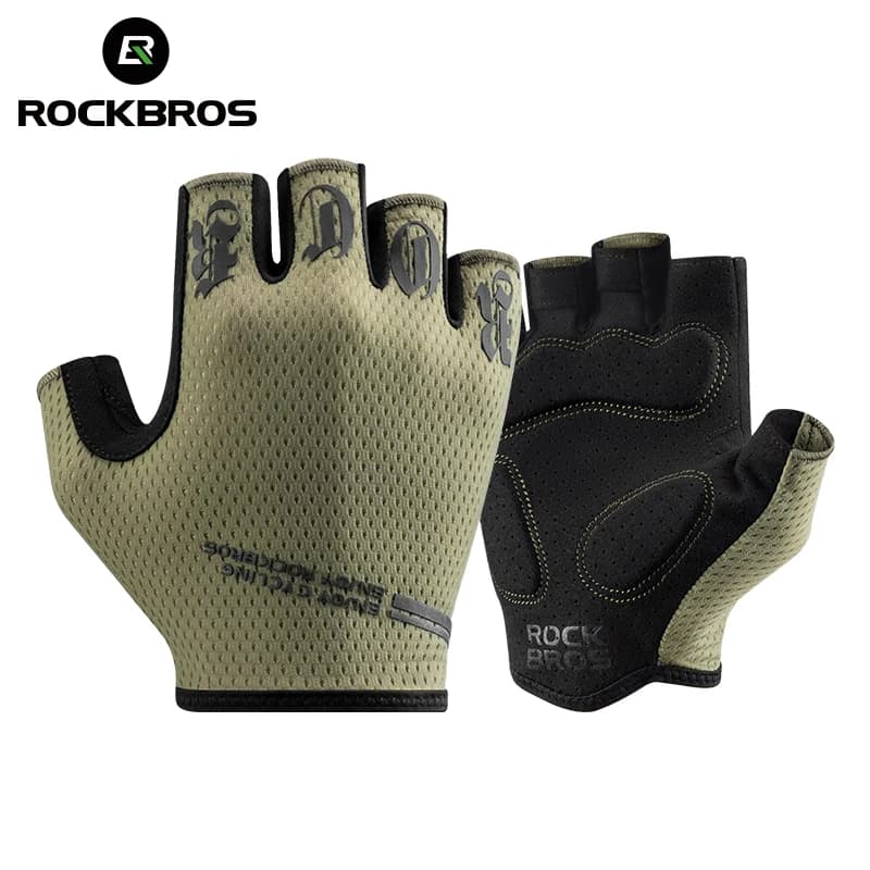 Gants vélo ROCKBROS mi-doigts anti-chocs respirants été élastiques pêche cyclisme court sport