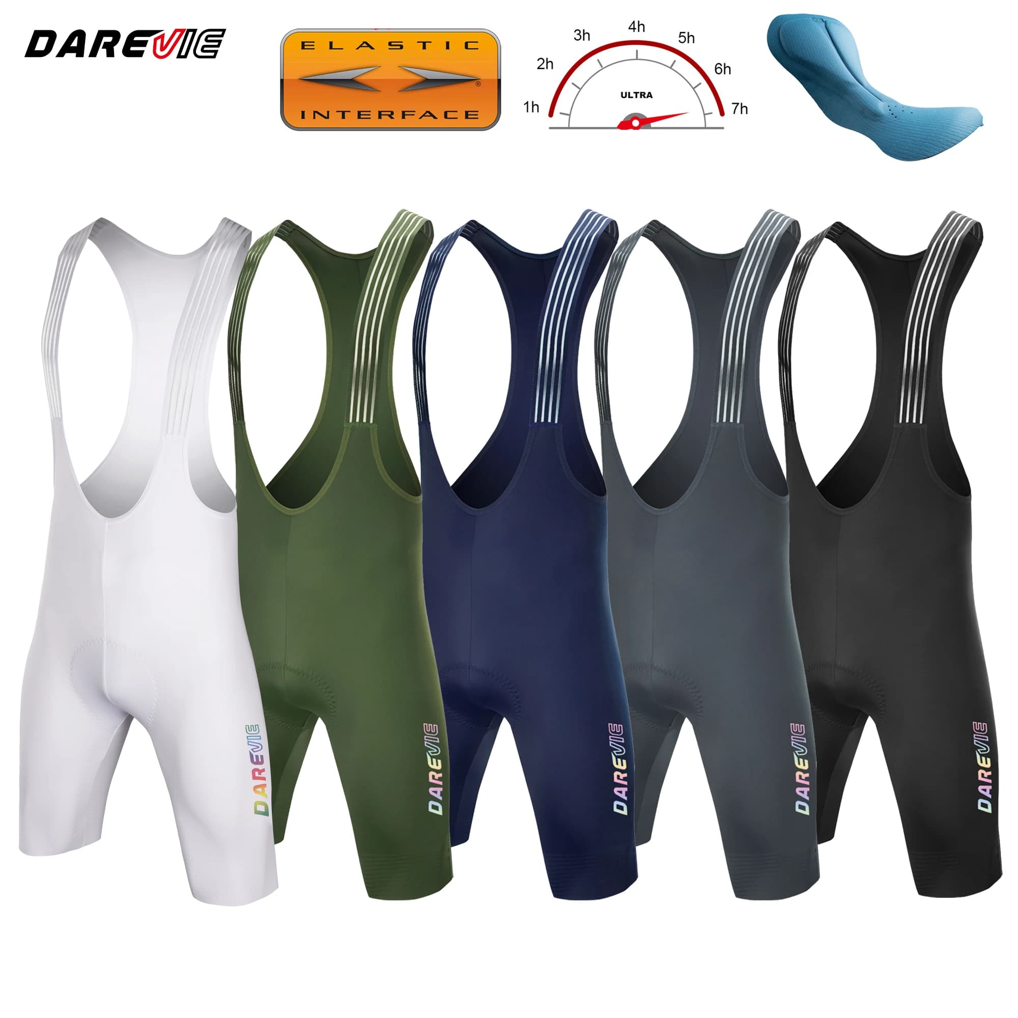 Cuissard cycliste DAREVIE Seamless 4.0 avec pad ELASTIC-INTERFACE - Shorts de vélo homme à grip diamant pour performance