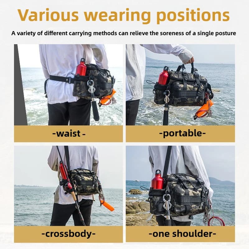 Sac à dos pêcheur étanche rangement canne à pêche portatif pêche à la mouche sport extérieur