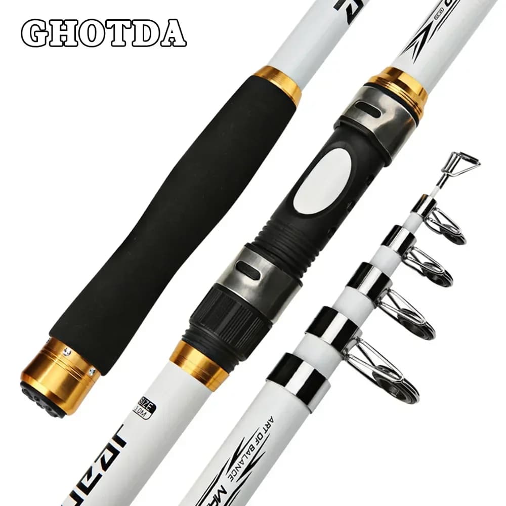 Canne à carpe GHOTDA 2.1M-3.6M Carp Fishing Rod Feeder Hard FRP Carbon Fiber Telescopic Fishing Rod Fishing Pole