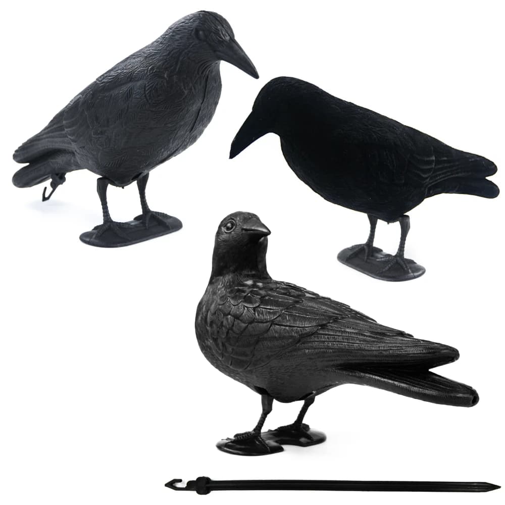 Statue plastique corbeau simulée pour chasse et contrôle des oiseaux - Décor étanche extérieur