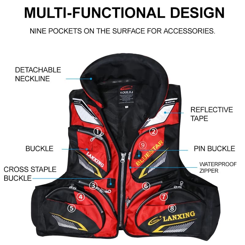 Veste de pêche flottante homme J45, flottabilité 7,5 kg pour pêche sportive et bateau