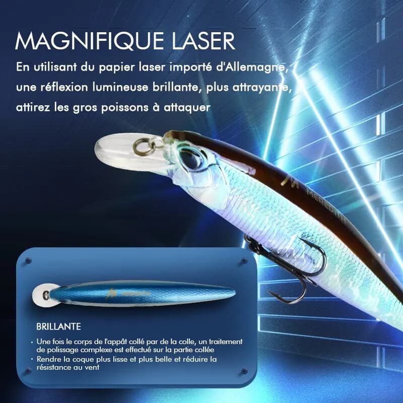 Leurre de pêche flottant MEREDITH JERKBAIT 100F 14g, leurre dur minnow pour carnassiers, profondeur 0.8 à 1.0 mètre