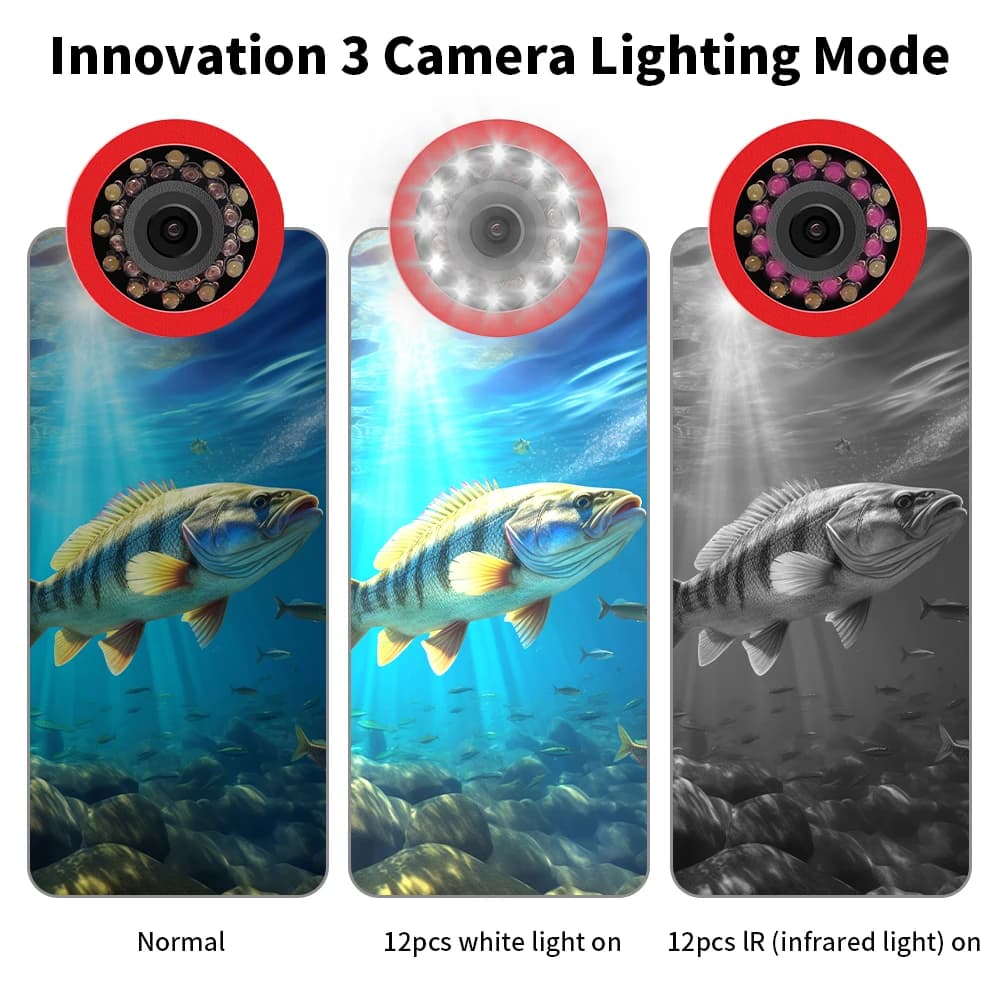 Caméra de pêche sous-marine Erchang 7" infrarouge 24 LEDs pour pêche sur glace hivernale