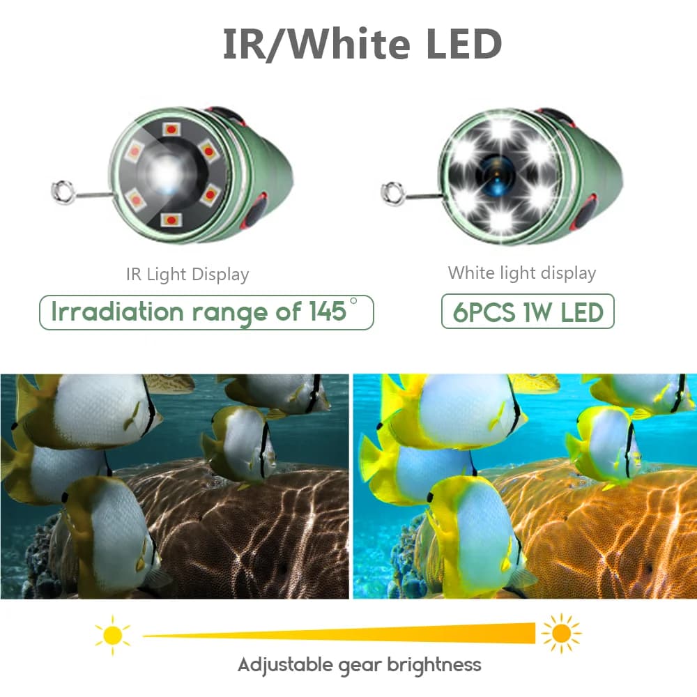 Détecteur poissons hiver GAMWATER 4.3" 1000TVL 6 LEDs vision nocturne - Caméra pêche glace/mer/rivière