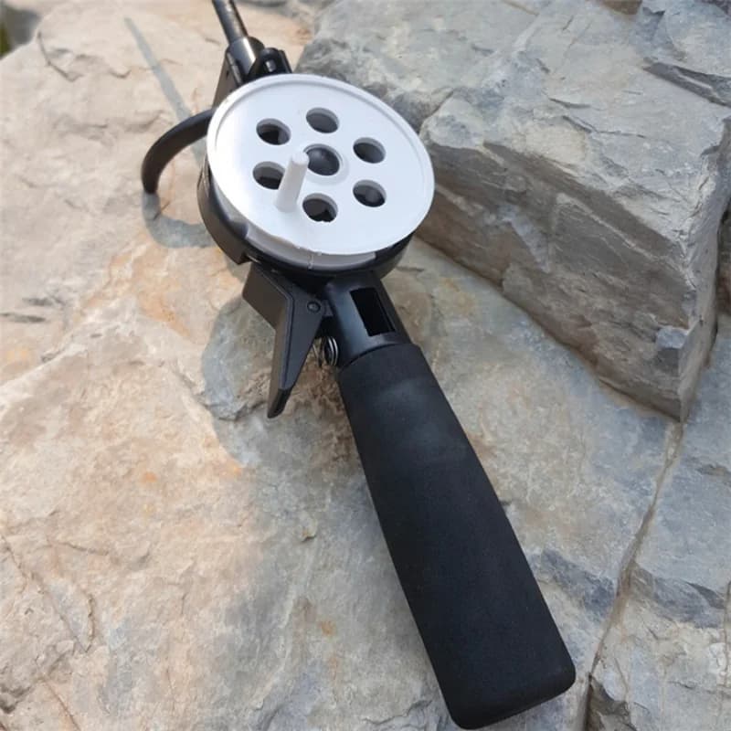 Nouvelle canne pêche crevette 2025 avec moulinet métal - Set feeder mini pêche glace hiver