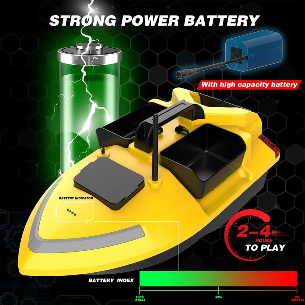 Bateau appât télécommandé V020 GPS avec sondeur poissons, double moteur et fonction cruise pour pêche carpe
