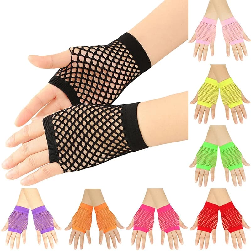 Gants filet pêche fille doigts nus rock soirée club gothique accessoire mode tendance