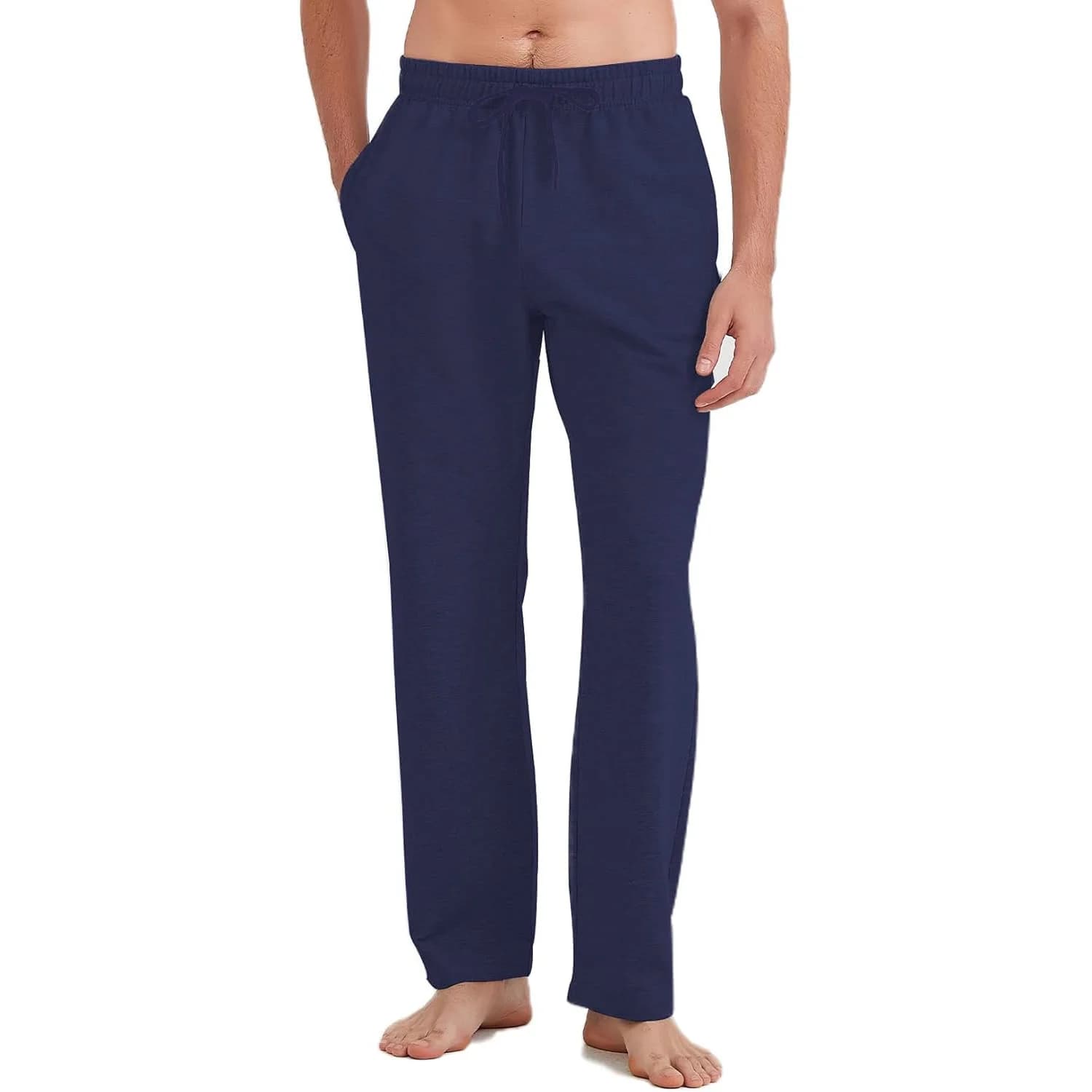 Pantalon droit coton lin léger respirant élastique pêche été casual homme simple