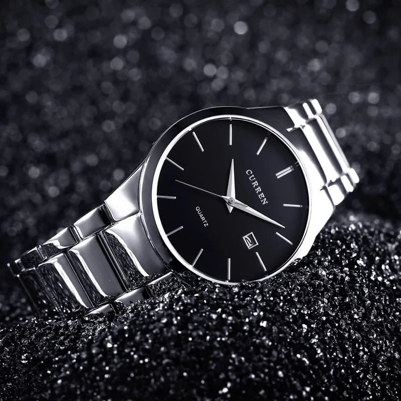 Montre homme CURREN élégante mince bracelet acier étanche quartz affaires calendrier 8106 cadeau masculin