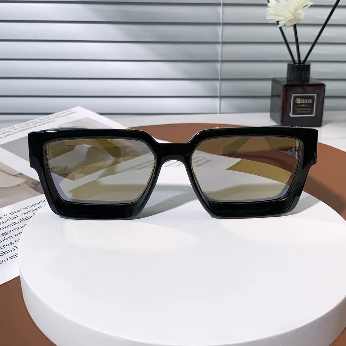 Lunettes Ruiao millionnaire noir luxe 2026 - Monture carrée UV400 pêche et loisirs