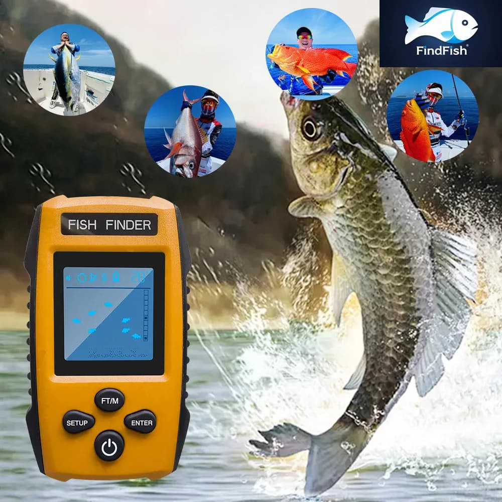 Sondeur portable FindFish smart water pour pêche sur glace et bateau, détection profondeur avec transducteur