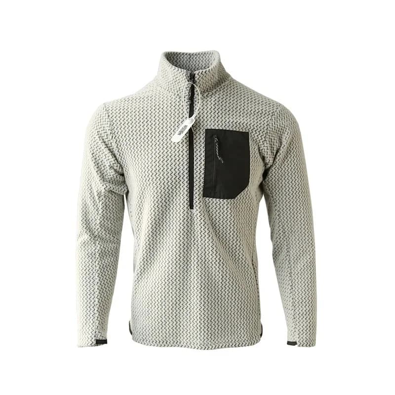 Sweat polaire homme et femme semi-zippé à vague pour pêche sportive confortable