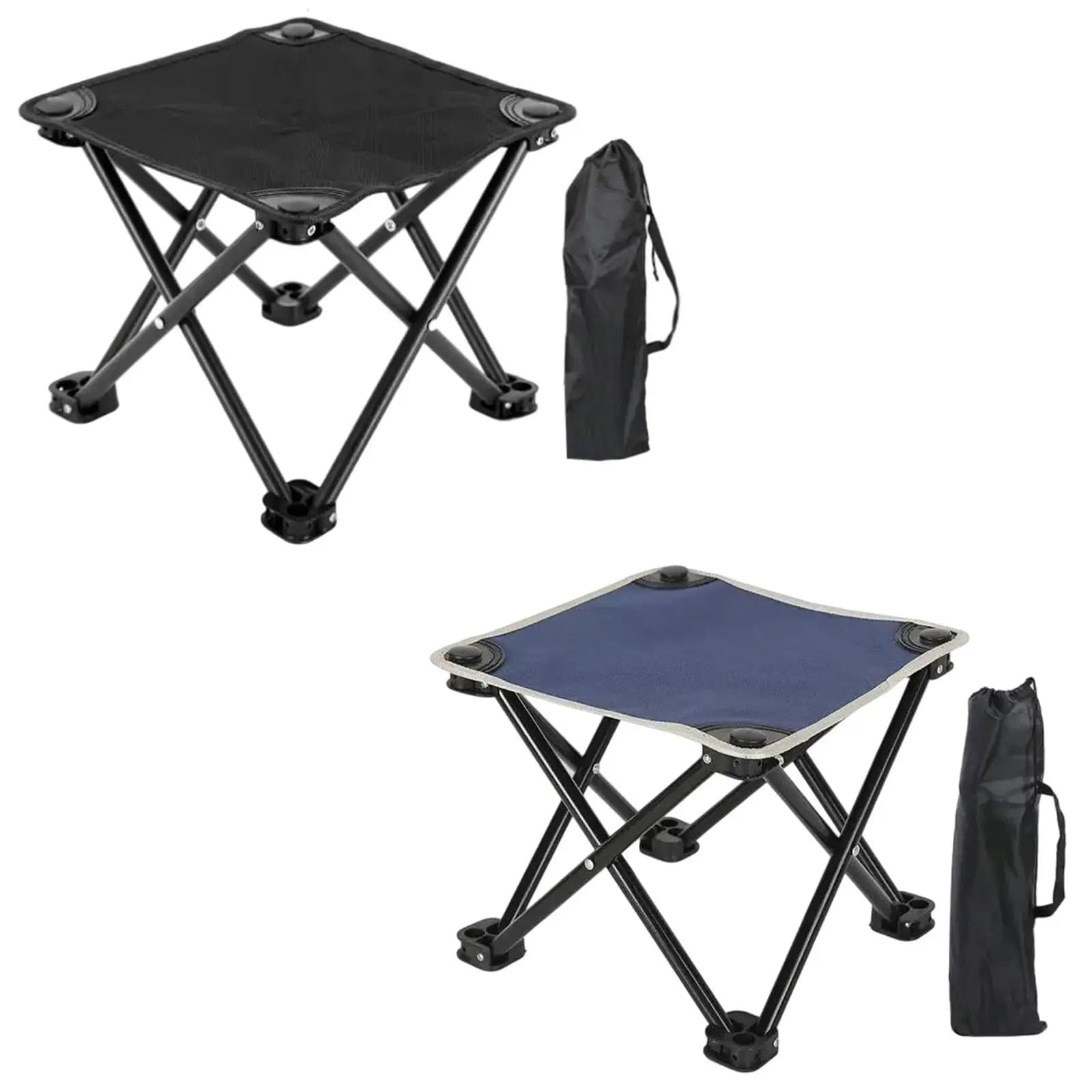Tabouret de camping pliant avec repose-pieds et sac de transport pour pêche et randonnée