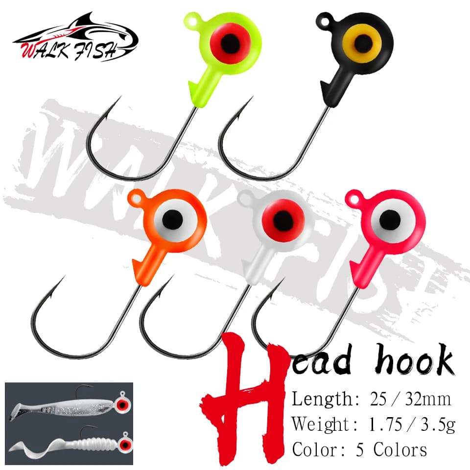 WALK FISH 5 têtes plombées 1.75g et 3.5g pour leurres souples - Hameçons plombés pour pêche aux vers