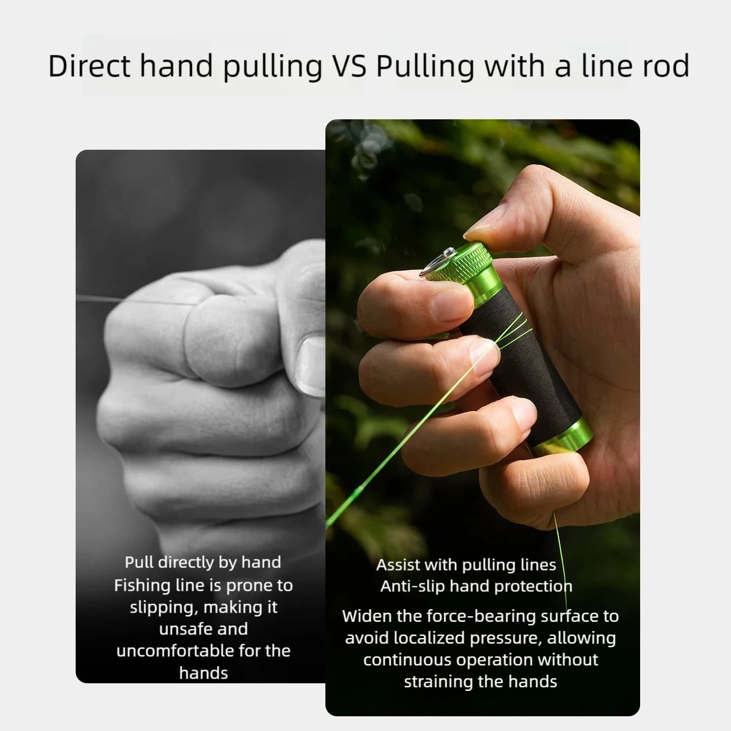 Line Pull Rod Aluminum Alloy，Rubber Anti-Slip，Snag Line Pulling/Hook Tying & Kno