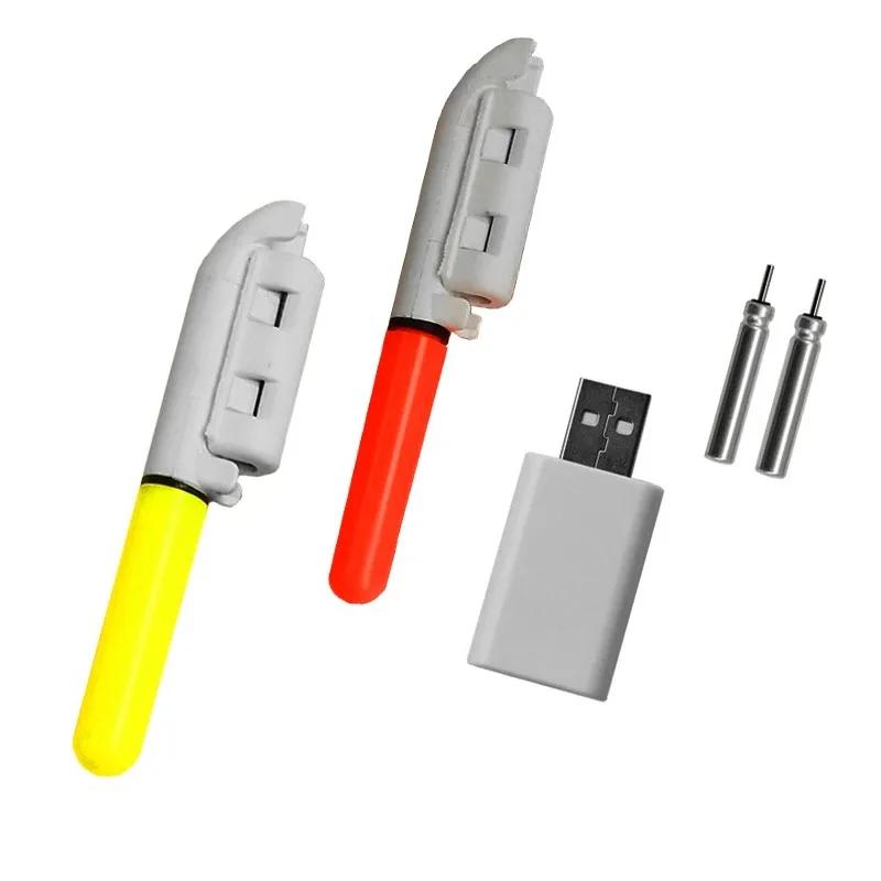 2 bâtons lumineux électroniques pêche nuit batterie rechargeable étanche tige télescopique clip
