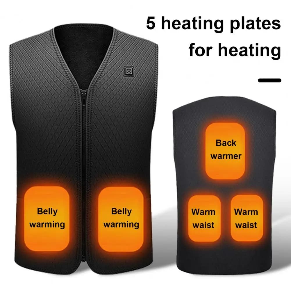 Veste chauffante USB homme femme hiver durable avec fermeture éclair réglable et coupe-vent matelassée