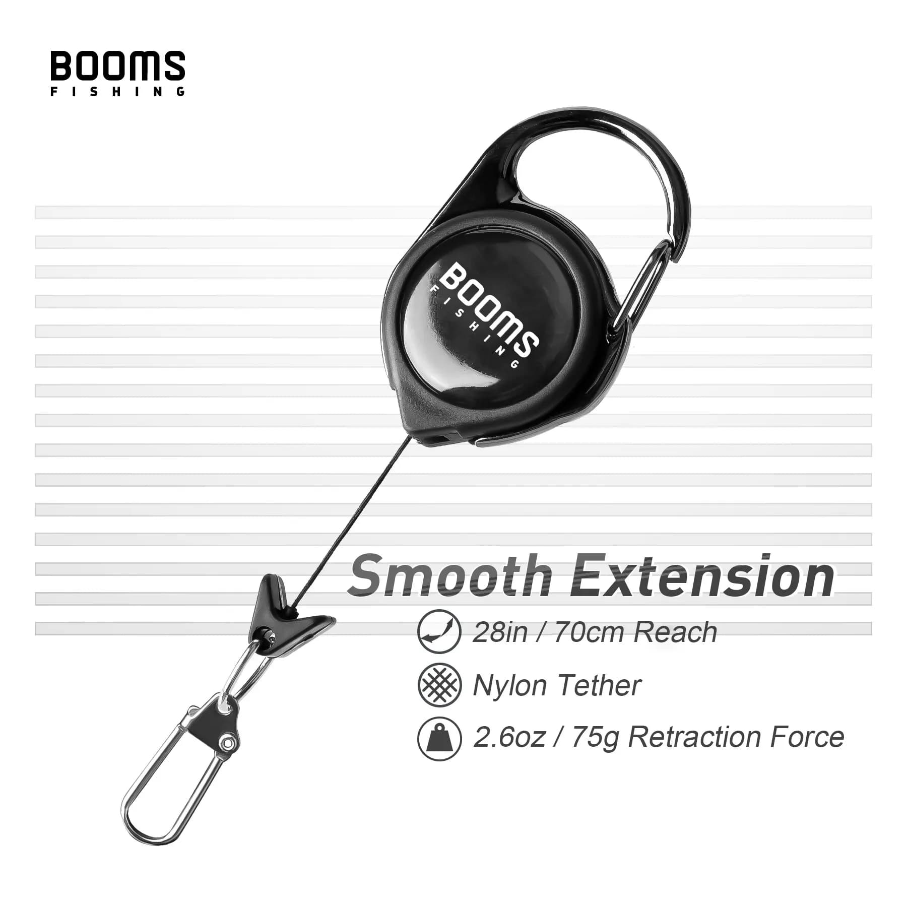 Rétractable pêche Booms 2 pièces clés anti-rouille ressort facile accessoires mouche zinger badge