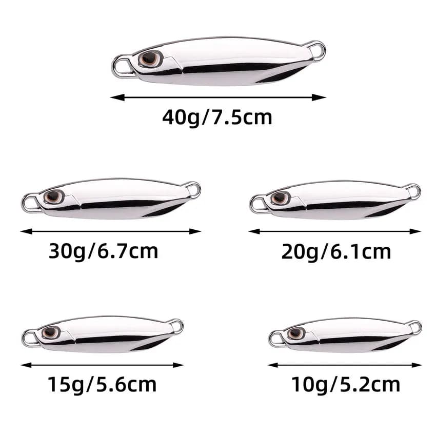 Lot de 10 leurres métal jig spoon 10g 20g 30g 40g pour bar, pêche en mer et jigging