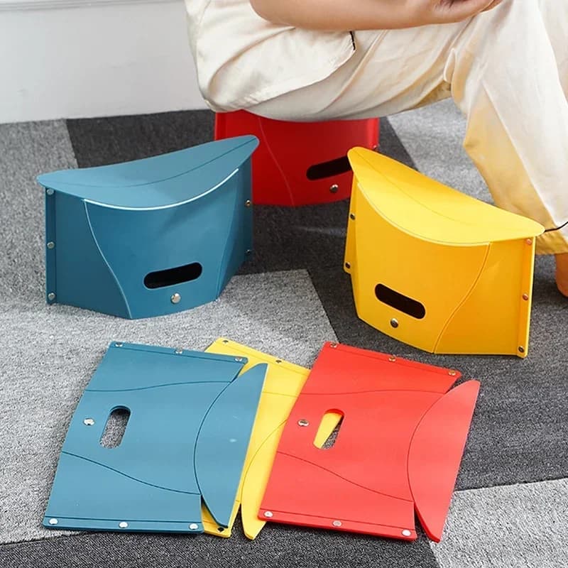 Tabouret pliant portable léger en plastique - Siège de rangement pour camping et pêche