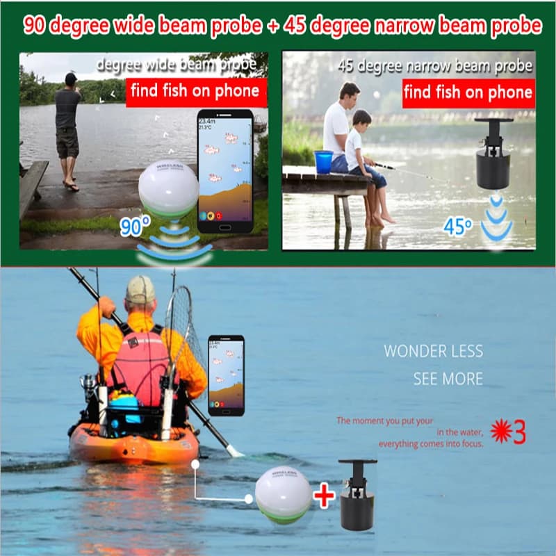 Sondeur poissons Bluetooth portable sans fil échosondeur capteur profondeur pour pêche lac mer iOS Android