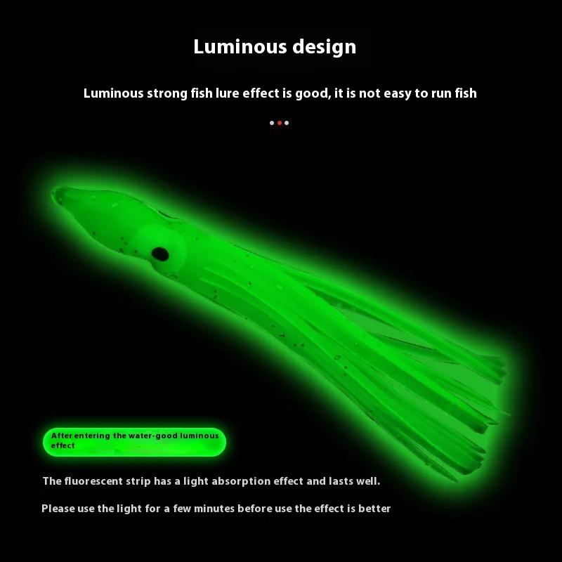 Leurre souple pêche lumineux calmar fluo 20 couleurs 5-12cm appât silicone nuit carnassiers