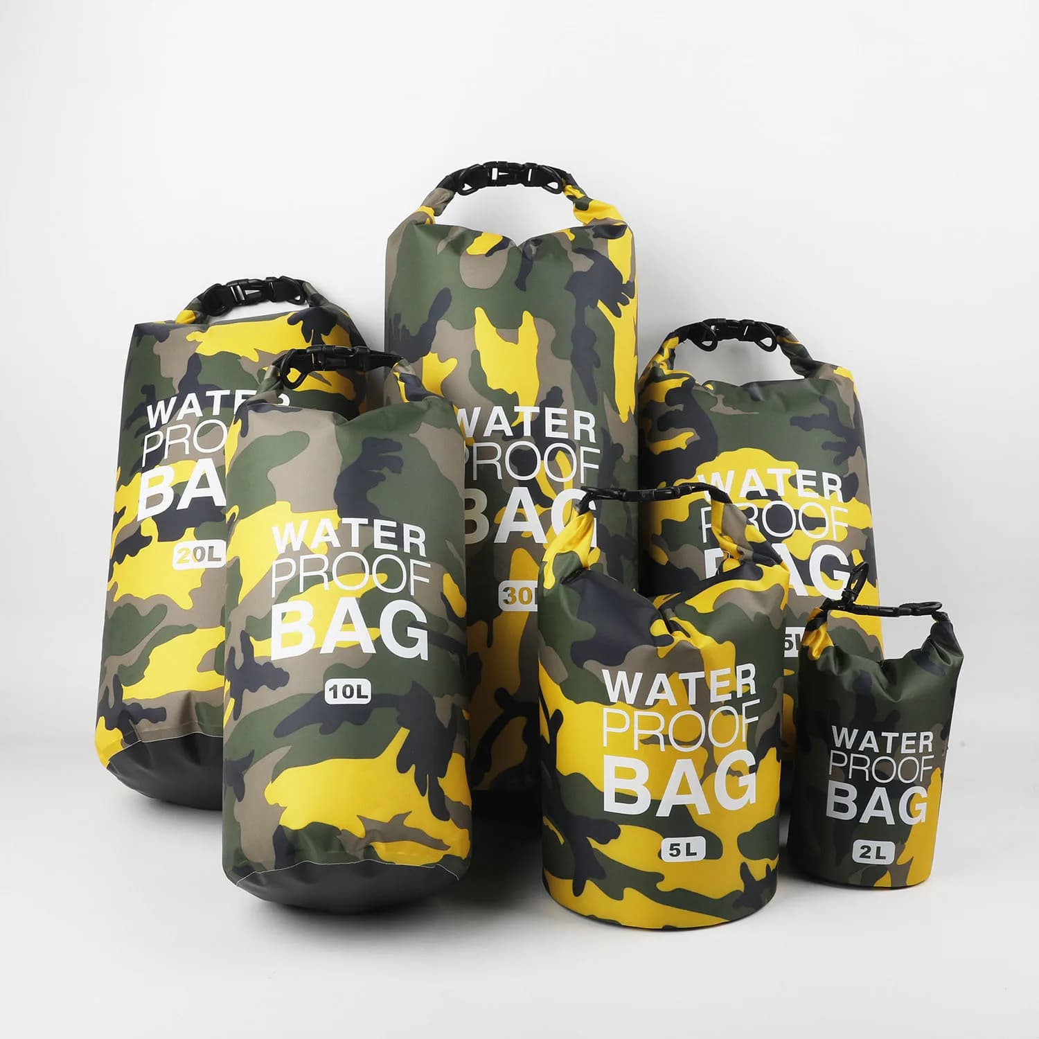 Sac étanche camouflage 2L à 30L pour rafting plongée randonnée aquatique et pêche