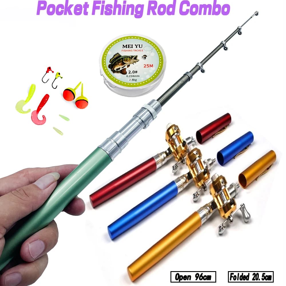Kit pêche complet canne+moulinet+ligne - Canne télescopique stylo pliable pour pêche nomade et voyage
