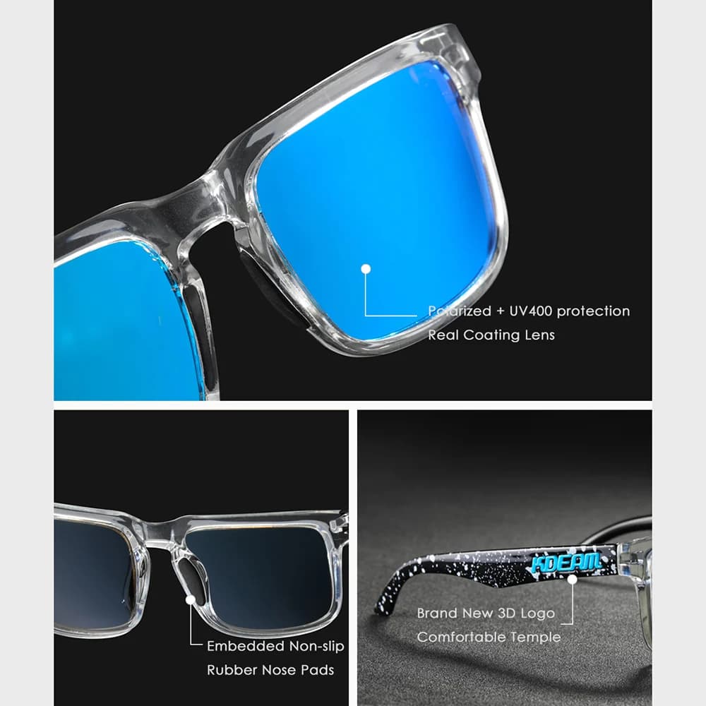 Lunettes de soleil miroir pêche sport polarisées haute qualité couleurs variées homme