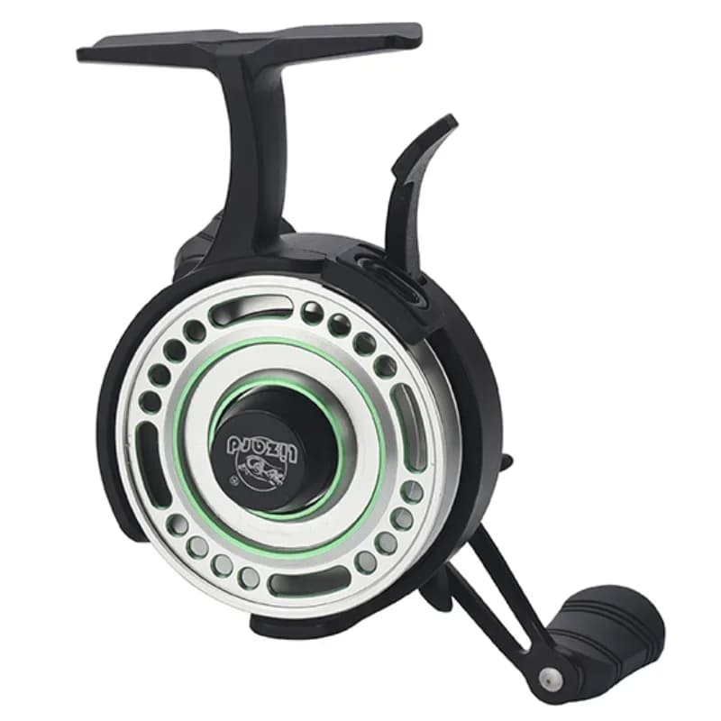 Moulinet Lizard Free Runner avec poignée EVA pour pêche sur glace - bobine métal ou plastique