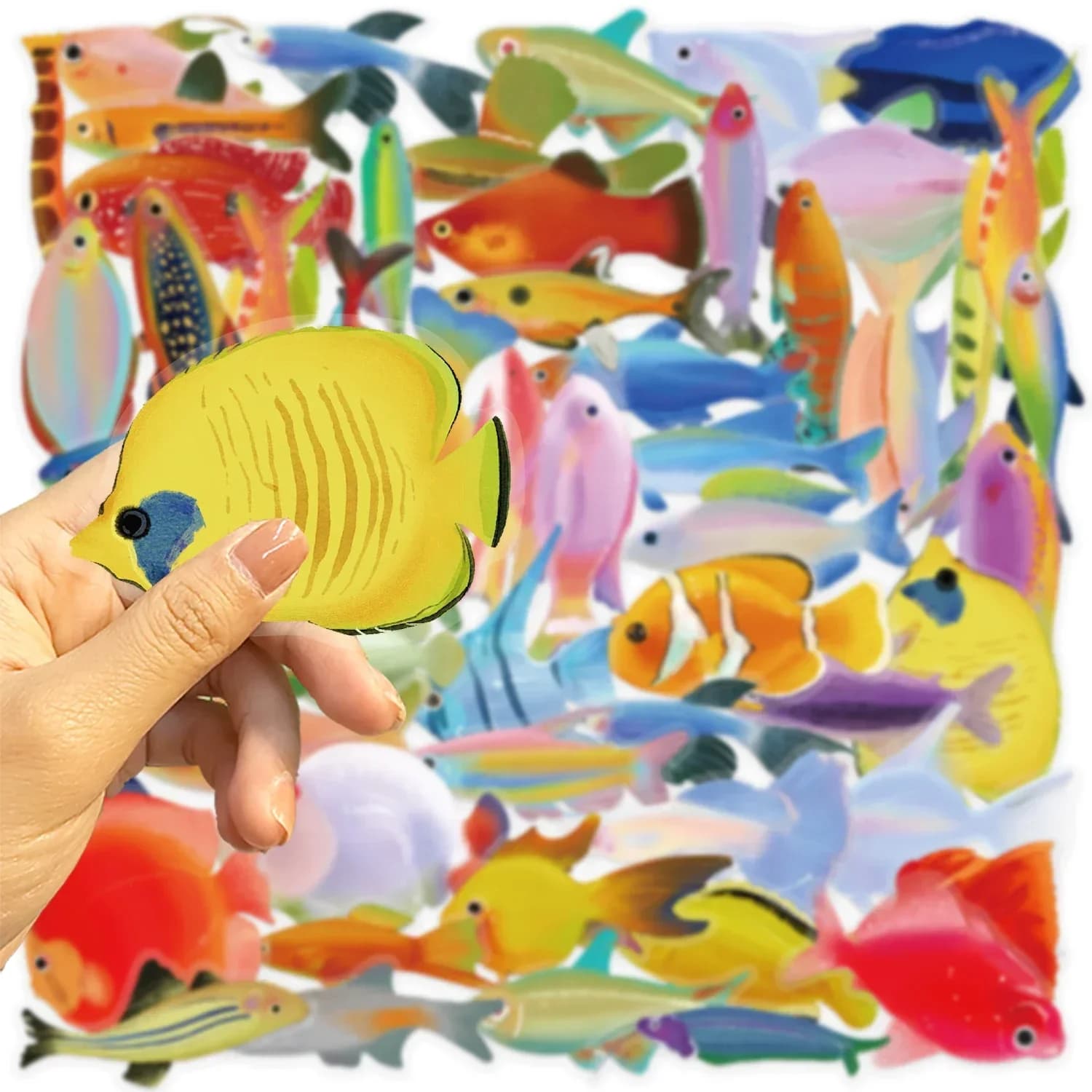 Autocollants poissons et créatures marines 50 pièces - Décoration boîte à pêche et équipements